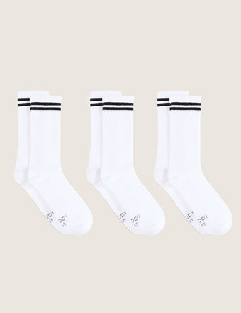 3-Pack Women's Striped Cushioned Crew Socks