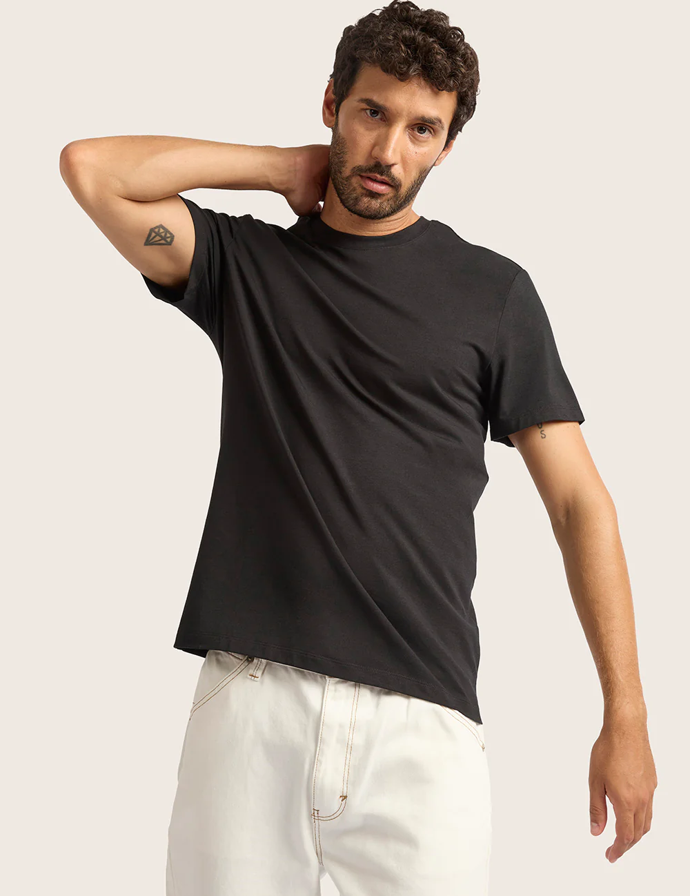 Herr Classic T-shirt med Rund Hals