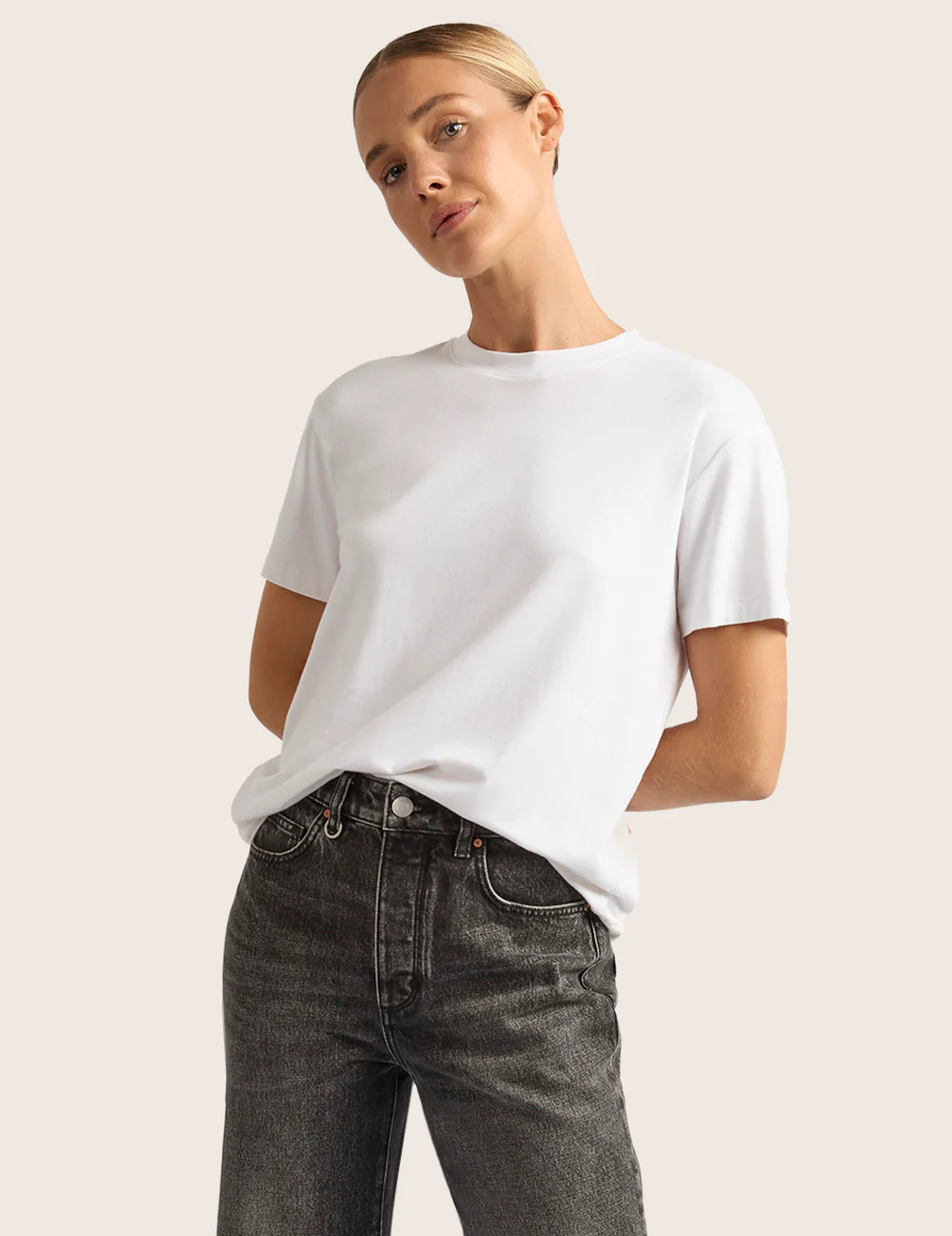 Classic T-shirt med Rund Hals