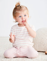 Baby Stripe T-Shirt Chalk/Rose - Boody Baby