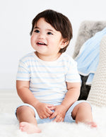 Baby Stripe T-Shirt Chalk/Sky - Boody Baby