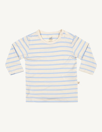 Baby Stripe Long Sleeve Top Chalk/Sky - Boody Baby