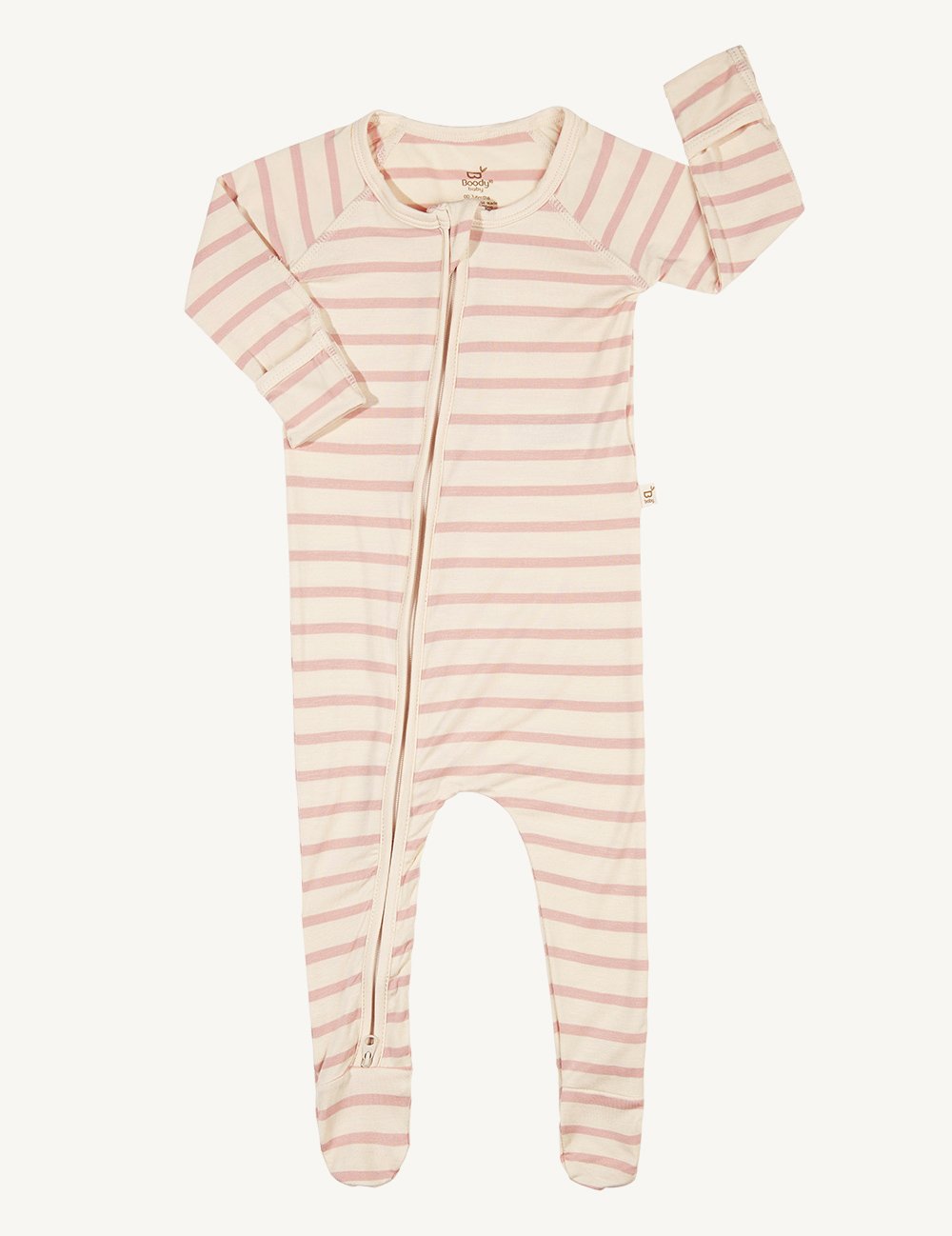 Long Sleeve Onesie - Chalk Rose Stripe - Boody Baby