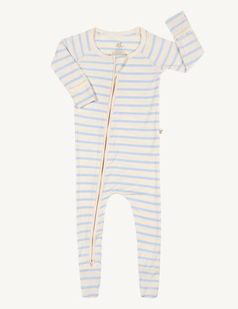 Long Sleeve Onesie - Chalk Sky Stripe - Boody Baby