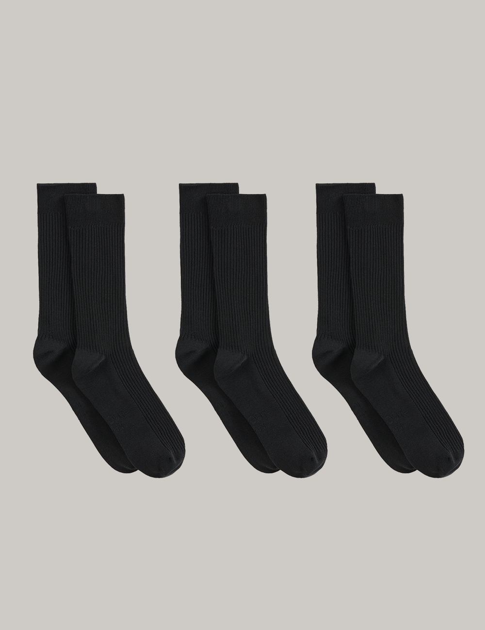 3-Pack Ribbed Crew Socks