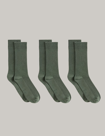 3-Pack Ribbed Crew Socks