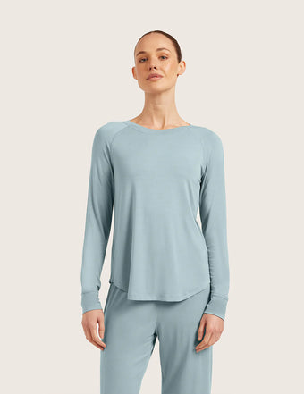 Goodnight Raglan Sleep Top - Mineral Blue
