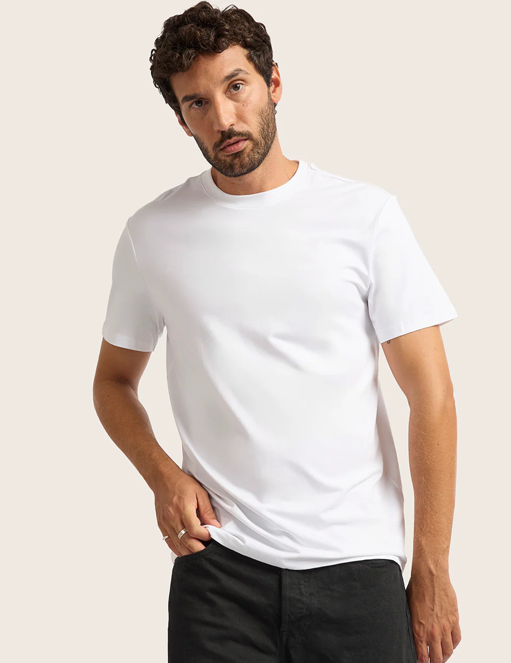 Herr Classic T-shirt med Rund Hals