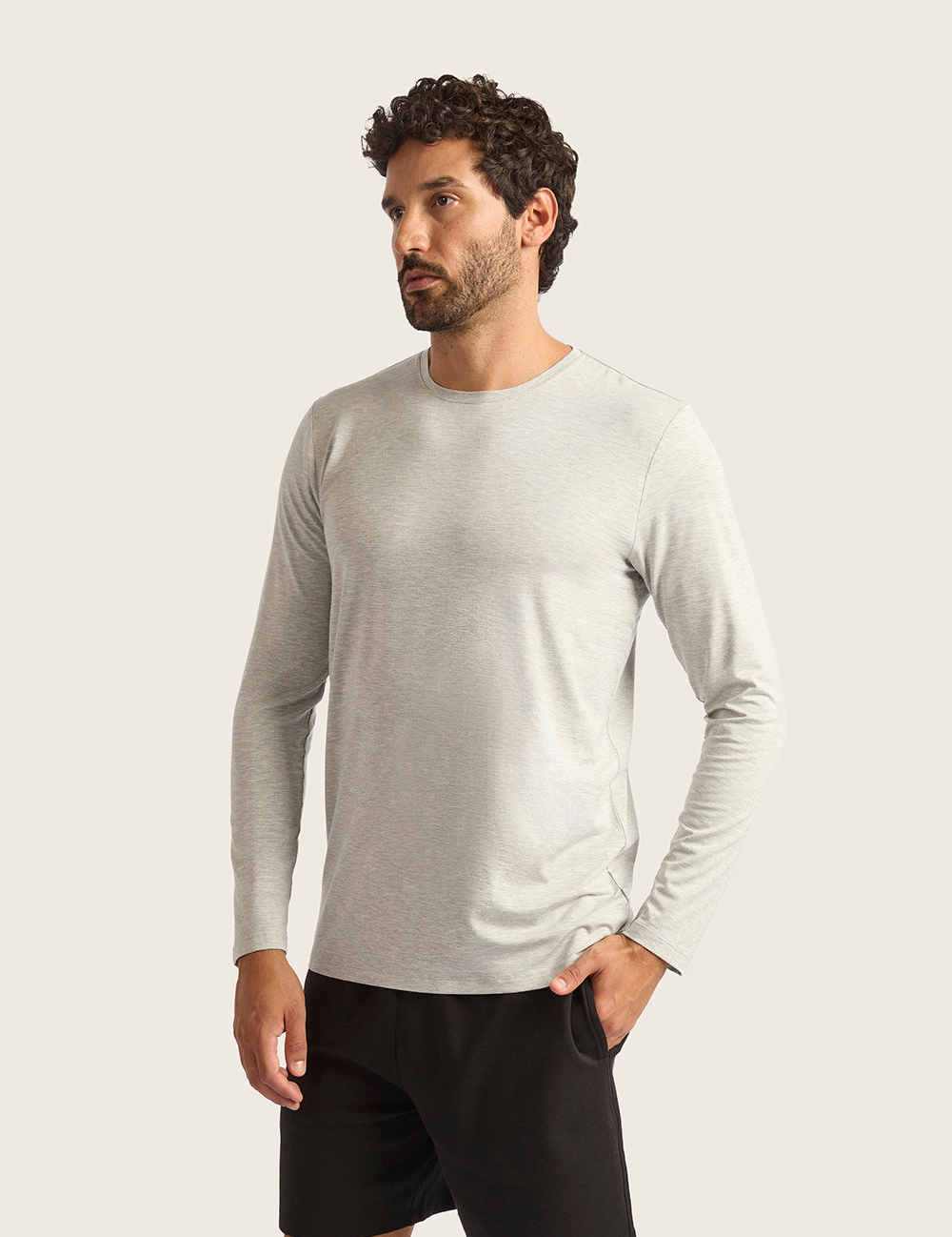 Herr Långärmad T-Shirt med Rund Hals