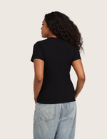 Ribbad T-shirt med Rund Hals