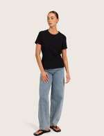 Ribbad T-shirt med Rund Hals