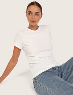 Ribbad T-shirt med Rund Hals