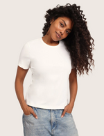 Ribbad T-shirt med Rund Hals