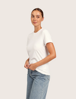 Ribbad T-shirt med Rund Hals