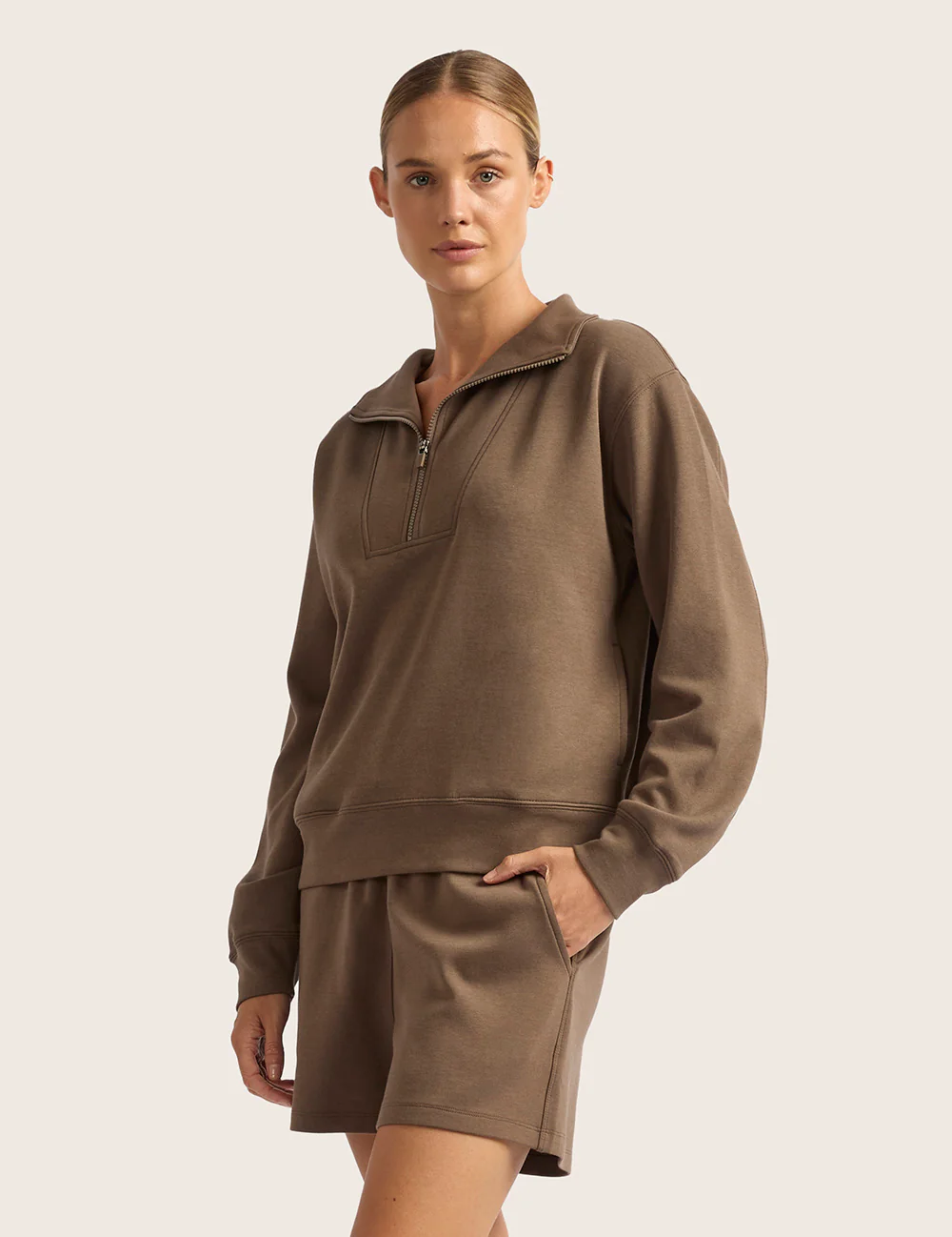 Sweatshirt med Halv Dragkedja