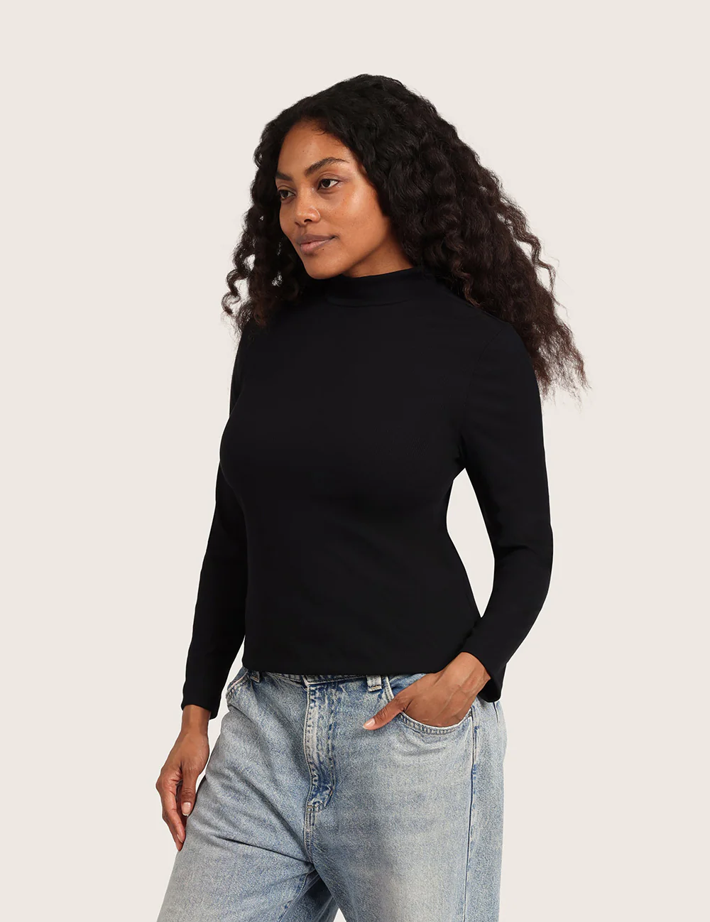 Ribbad Topp med Polokrage