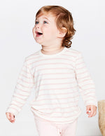 Baby Stripe Long Sleeve Top Chalk/Rose - Boody Baby