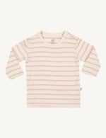 Baby Stripe Long Sleeve Top Chalk/Rose - Boody Baby
